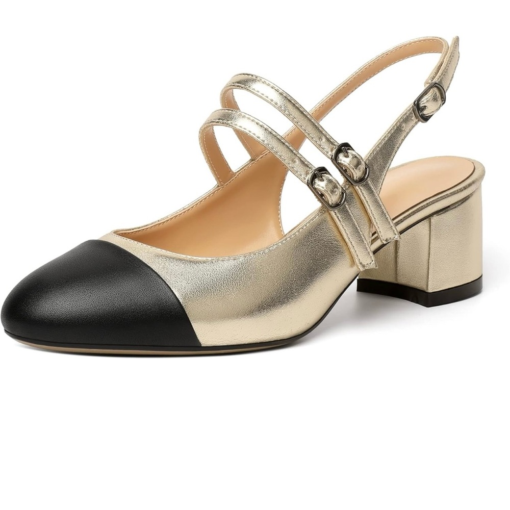 Gold and Black Heels with Elegant Design